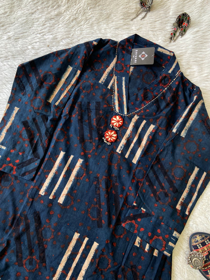 Cotton Midi, Cotton Aline Kurti With Mirror Work (Gamthi Kurti). Cotton Kurti For Women online India. Shop the Latest Festive Summer Collection at Shivani Designer Kurti.