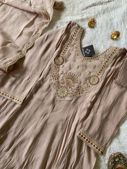 Embroidery Work Aline Kurti, Palazzo And Dupatta. Silk Suit Sets For Women Online India. Shop the Latest Festive Summer Collection at Shivani Designer Kurti.