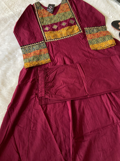 Anarkali Cotton Palazzo Pair (Gamthi Pair), Cotton Aline Kurti Sets For Women