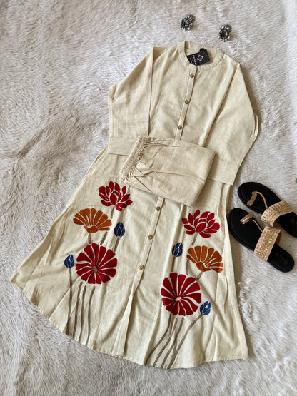 Embroidery  Work Cotton Aline Kurti And Palazzo. Cotton Kurti Sets For Women Online India. Shop the Latest Festive Summer Collection at Shivani Designer Kurti.