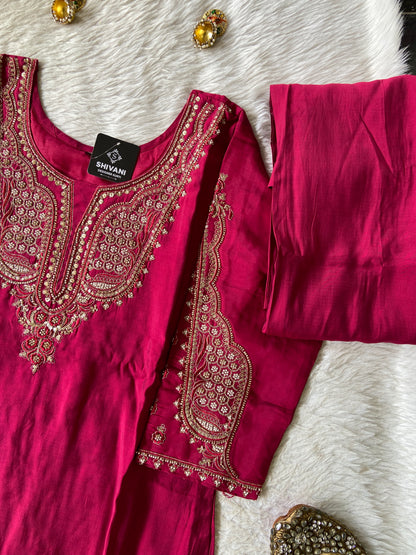 Silk Straight Kurti With Flair Palazzo And Dupatta. Silk Suit Sets For Women Online India. Shop the Latest Festive Summer Collection at Shivani Designer Kurti.