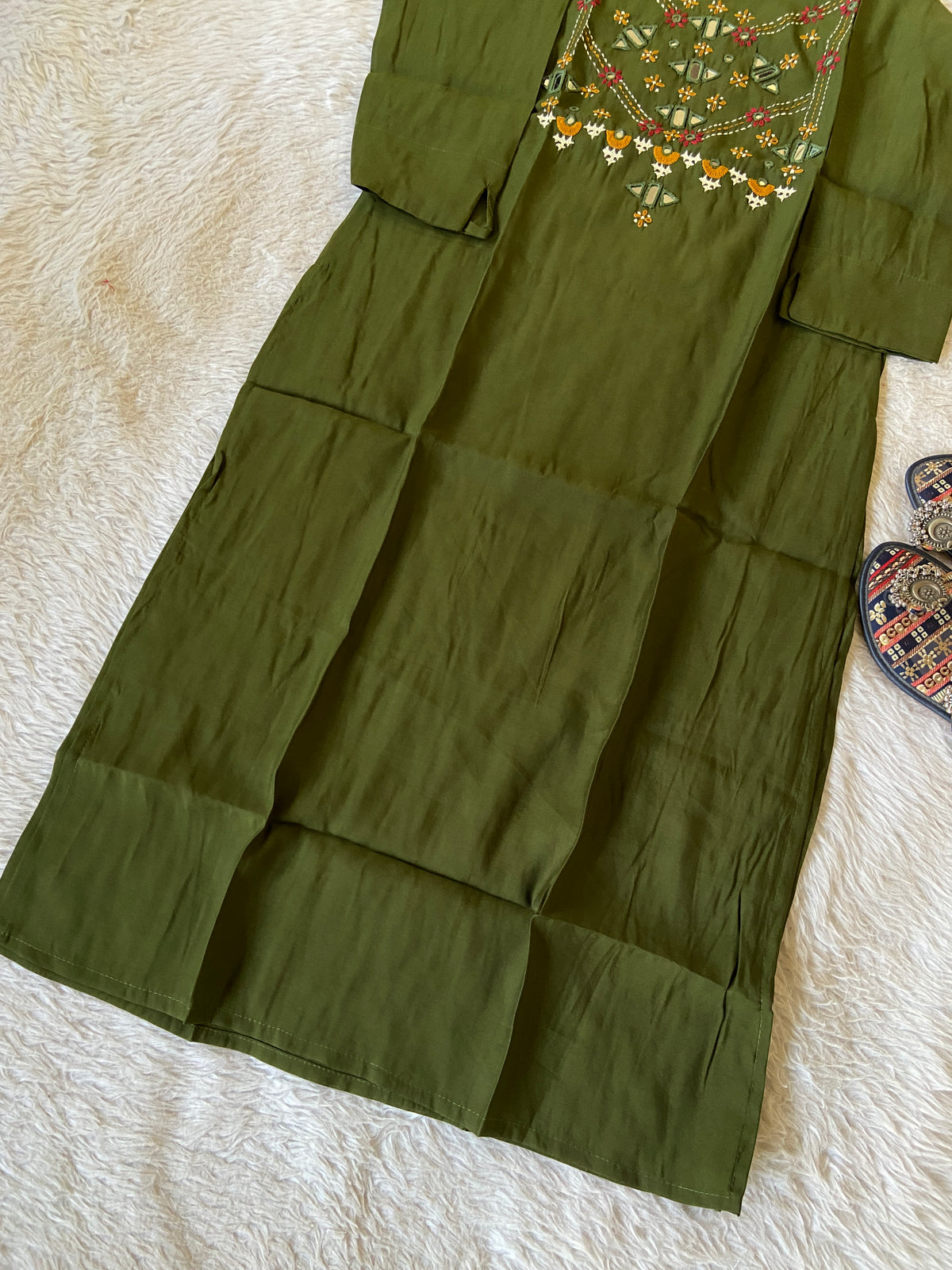 Handwork Straight Silk Kurti. Silk Kurtis For Women Online India. Shop the Latest Festive Summer Collection at Shivani Designer Kurti.