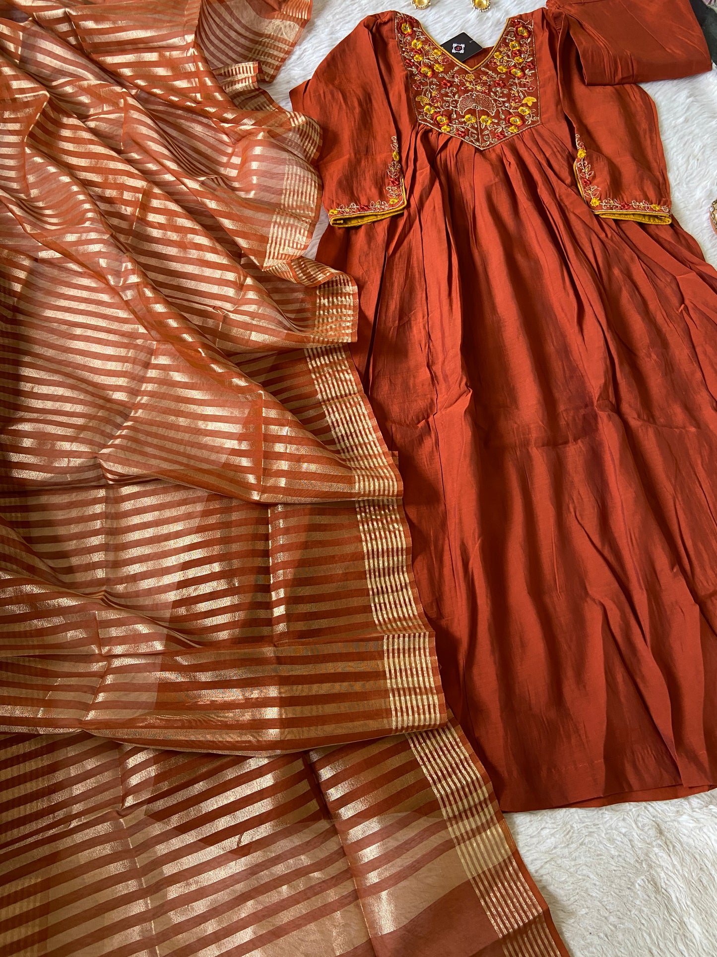 Silk Aline Kurtis With Palazzo And Dupatta. Silk Suit Sets For Women. Shop the Latest Festive Summer Collection at Shivani Designer Kurti.