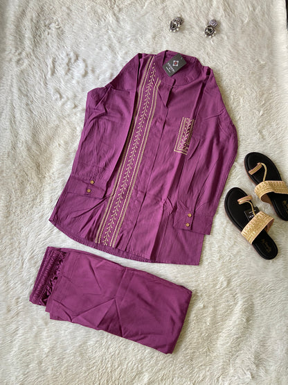 Beautiful Embroidery Work rayon Co-ord Set With Palazzo. Rayon Co-ord Sets For Women Online India. Shop the Latest Festive Summer Collection at Shivani Designer Kurti.