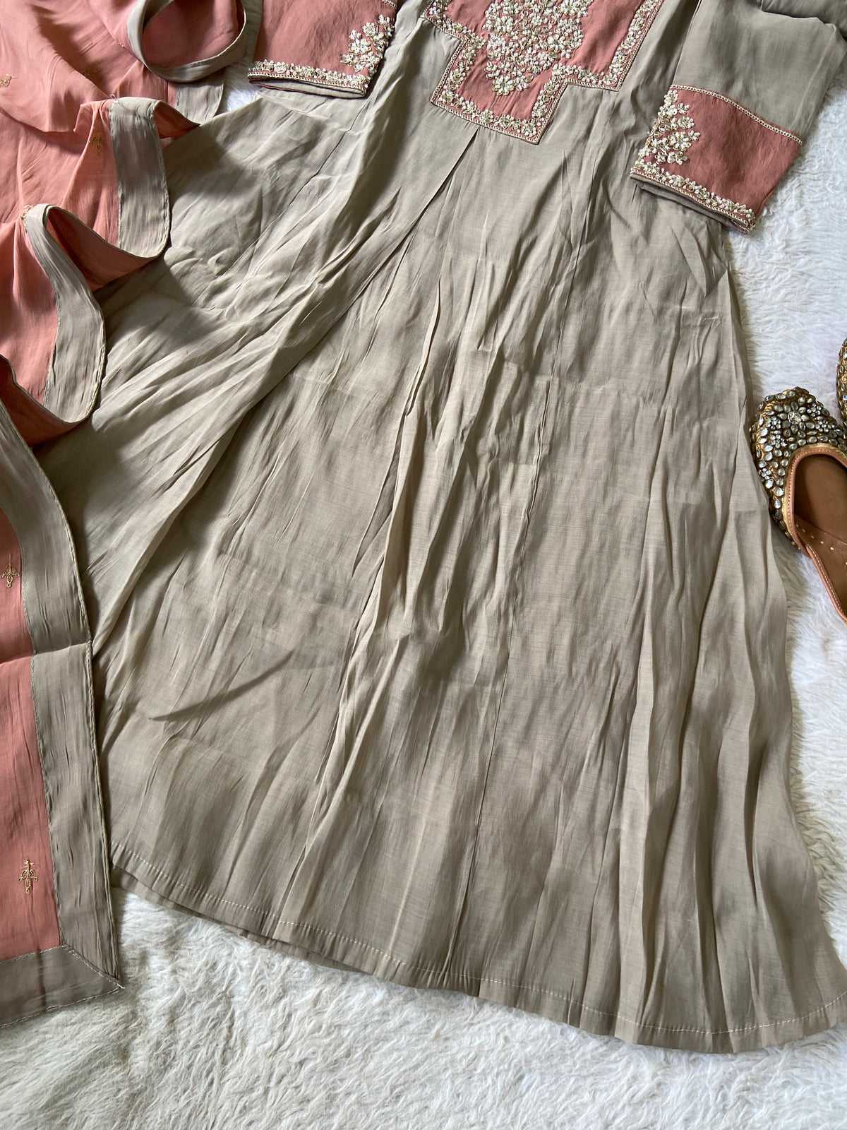 Premium Work, Silk Aline Kurti With Semi Palazzo And Dupatta. Silk Suit Sets For Women Online India. Shop the Latest Festive Summer Collection at Shivani Designer Kurti.