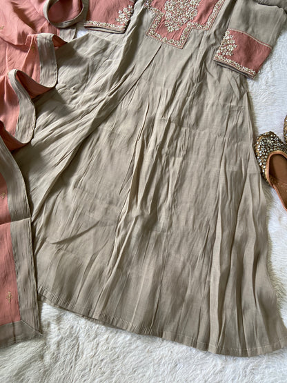 Premium Work, Silk Aline Kurti With Semi Palazzo And Dupatta. Silk Suit Sets For Women Online India. Shop the Latest Festive Summer Collection at Shivani Designer Kurti.