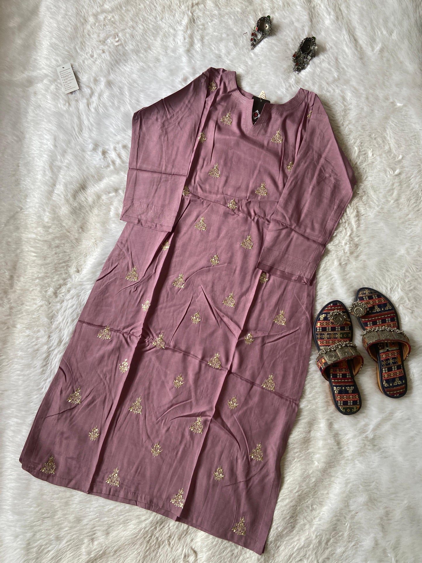 Golden Embroidery Work In Kurti, Silk StraightCut Kurti For Women