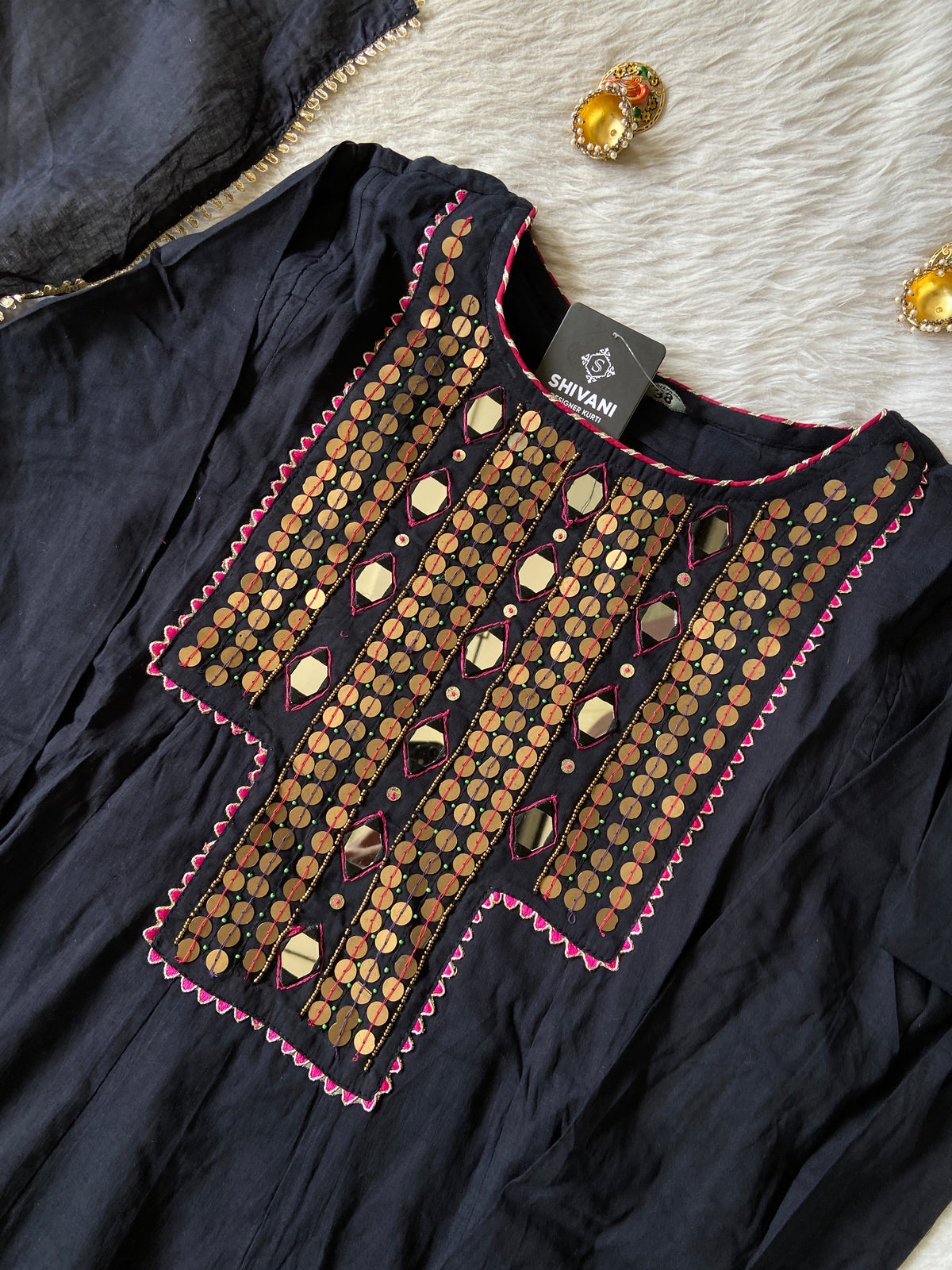 Navaratri Special Cotton Anarkali Kurti With Pant And Dupatta. Cotton Suit Sets For Women Online India. Shop the Latest Festive Summer Collection at Shivani Designer Kurti.