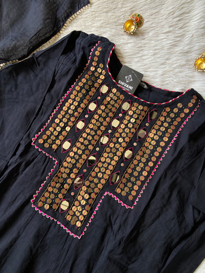 Navaratri Special Cotton Anarkali Kurti With Pant And Dupatta. Cotton Suit Sets For Women Online India. Shop the Latest Festive Summer Collection at Shivani Designer Kurti.
