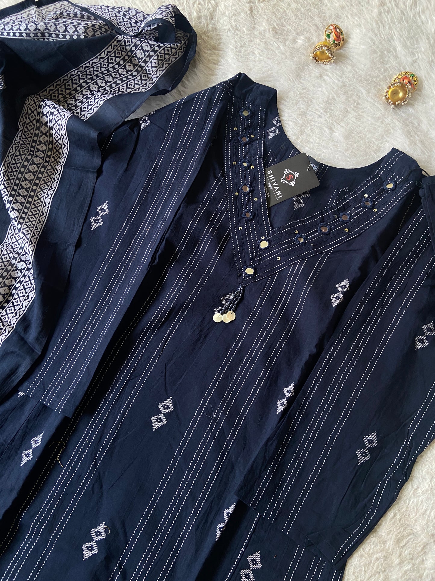 Cotton Aline Kurti With Palazzo And Dupatta. Cotton Suit Sets For Women Online India. Shop the Latest Festive Summer Collection at Shivani Designer Kurti. (Copy)