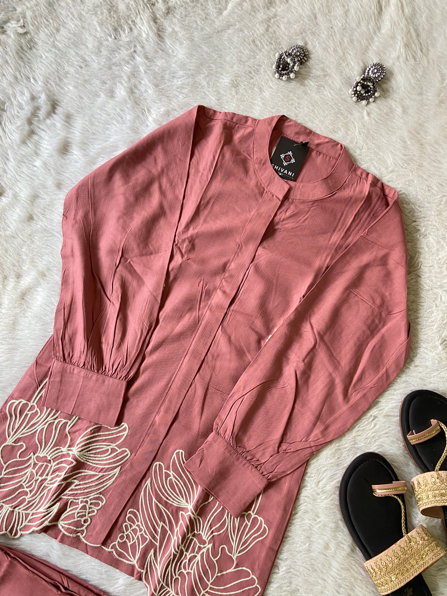 Beautiful Embroidery Work rayon Co-ord Set With Palazzo. Rayon Co-ord Sets For Women Online India. Shop the Latest Festive Summer Collection at Shivani Designer Kurti.