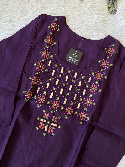 Handwork Straight Silk Kurti. Silk Kurtis For Women Online India. Shop the Latest Festive Summer Collection at Shivani Designer Kurti.