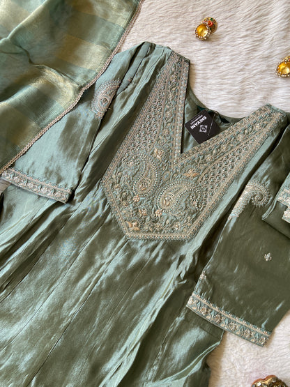 Party Wear Special. Embroidery Work Silk Anarkali Kurti With Semi Palazzo And Dupatta. Silk Suit Sets For Women Online India. Shop the Latest Festive Summer Collection at Shivani Designer Kurti.