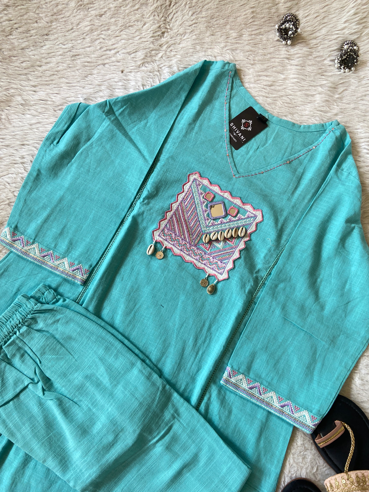 Beautiful Cotton Aline Kurti And Palazzo. Cotton Kurti Sets For Women Online India. Shop the Latest Festive Summer Collection at Shivani Designer Kurti.