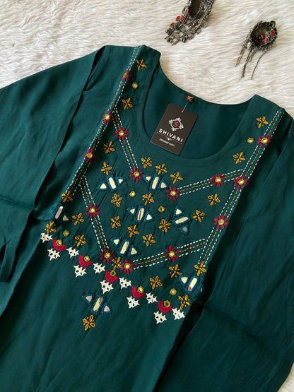 Handwork Straight Silk Kurti. Silk Kurtis For Women Online India. Shop the Latest Festive Summer Collection at Shivani Designer Kurti.