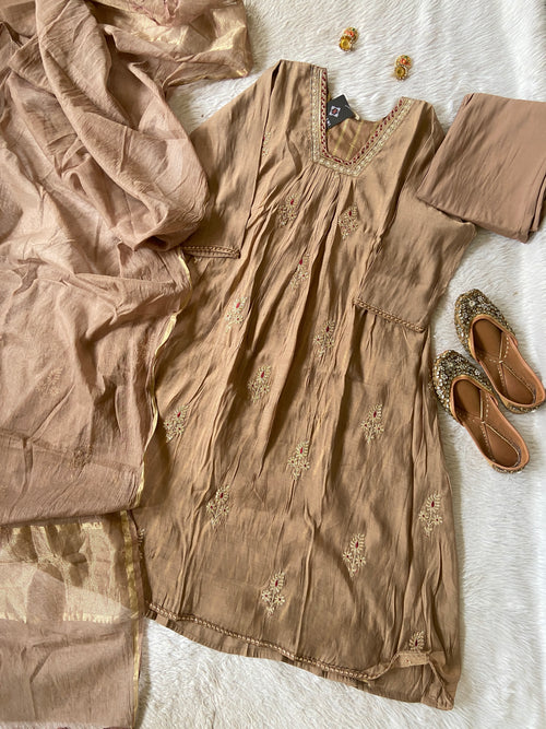 Designer Aline Kurti Palazzo And Dupatta. Silk Suit Sets For Women Online India. Shop the Latest Festive Summer Collection at Shivani Designer Kurti.