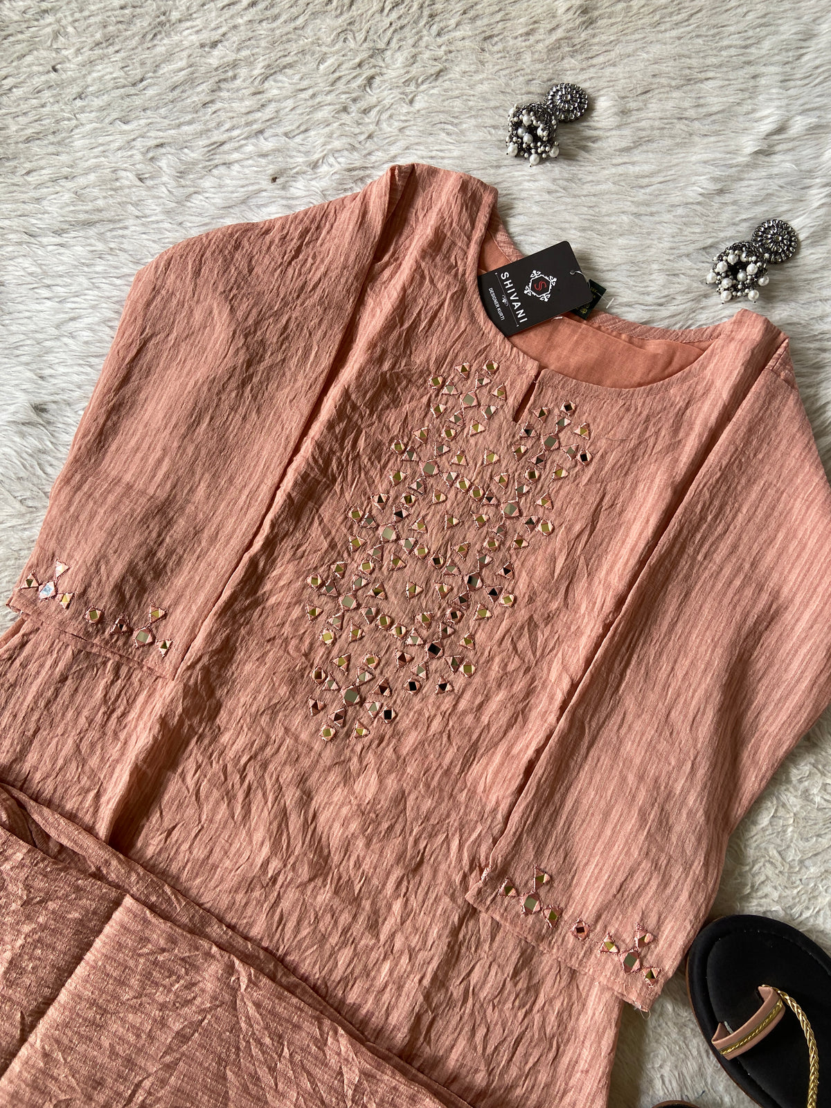 Mirror Work Aline Kurti And Palazzo. Aline Kurti Sets For Women Online India. Shop the Latest Festive Summer Collection at Shivani Designer Kurti.