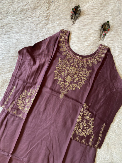 Embroidery Work Straight Satin Silk Kurti. Silk Kurtis For Women Online India. Shop the Latest Festive Summer Collection at Shivani Designer Kurti.