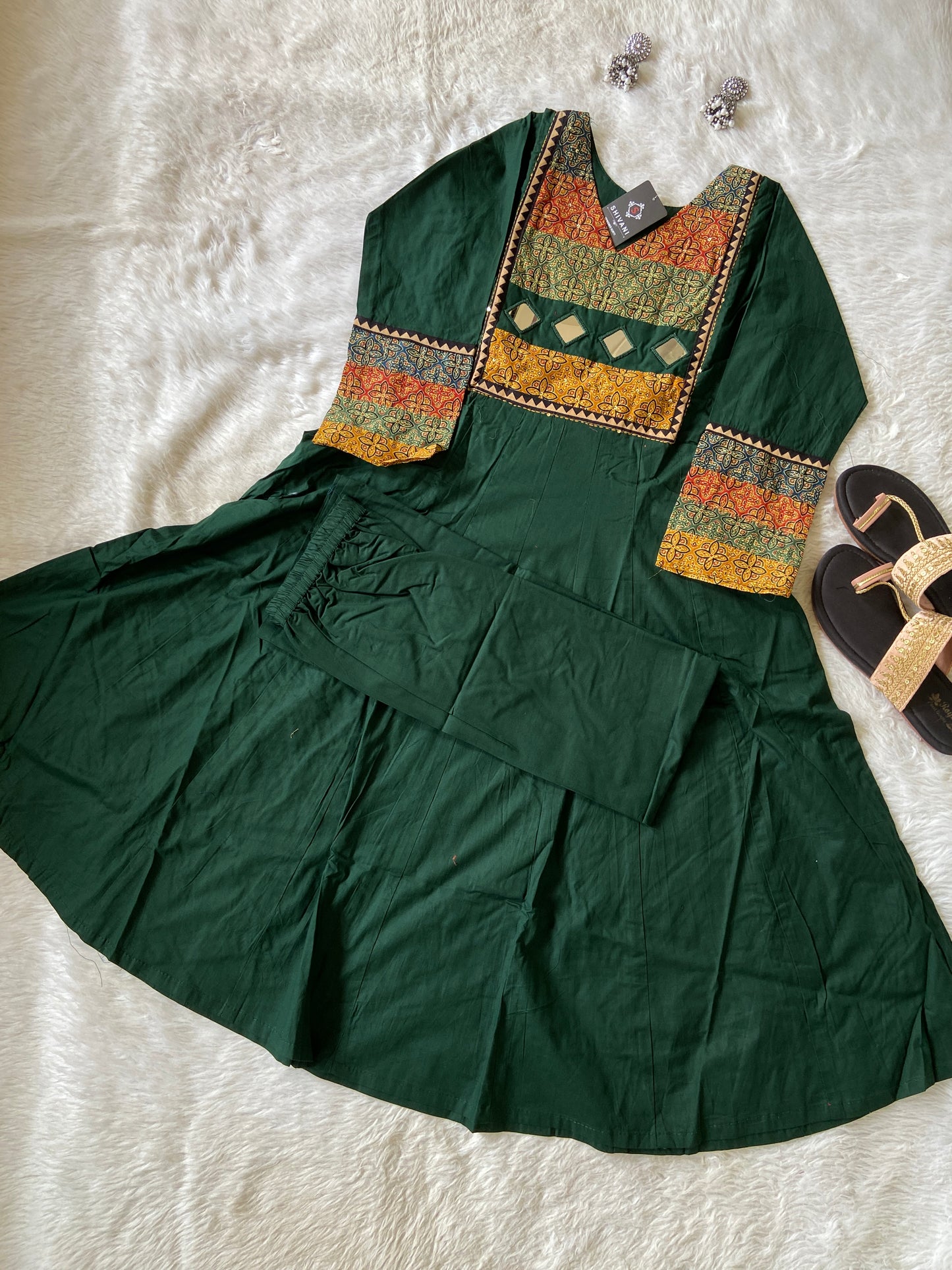 Anarkali Cotton Palazzo Pair (Gamthi Pair), Cotton Aline Kurti Sets For Women