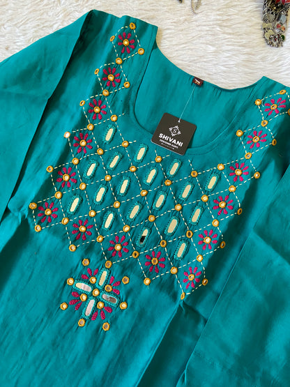 Handwork Straight Silk Kurti. Silk Kurtis For Women Online India. Shop the Latest Festive Summer Collection at Shivani Designer Kurti.