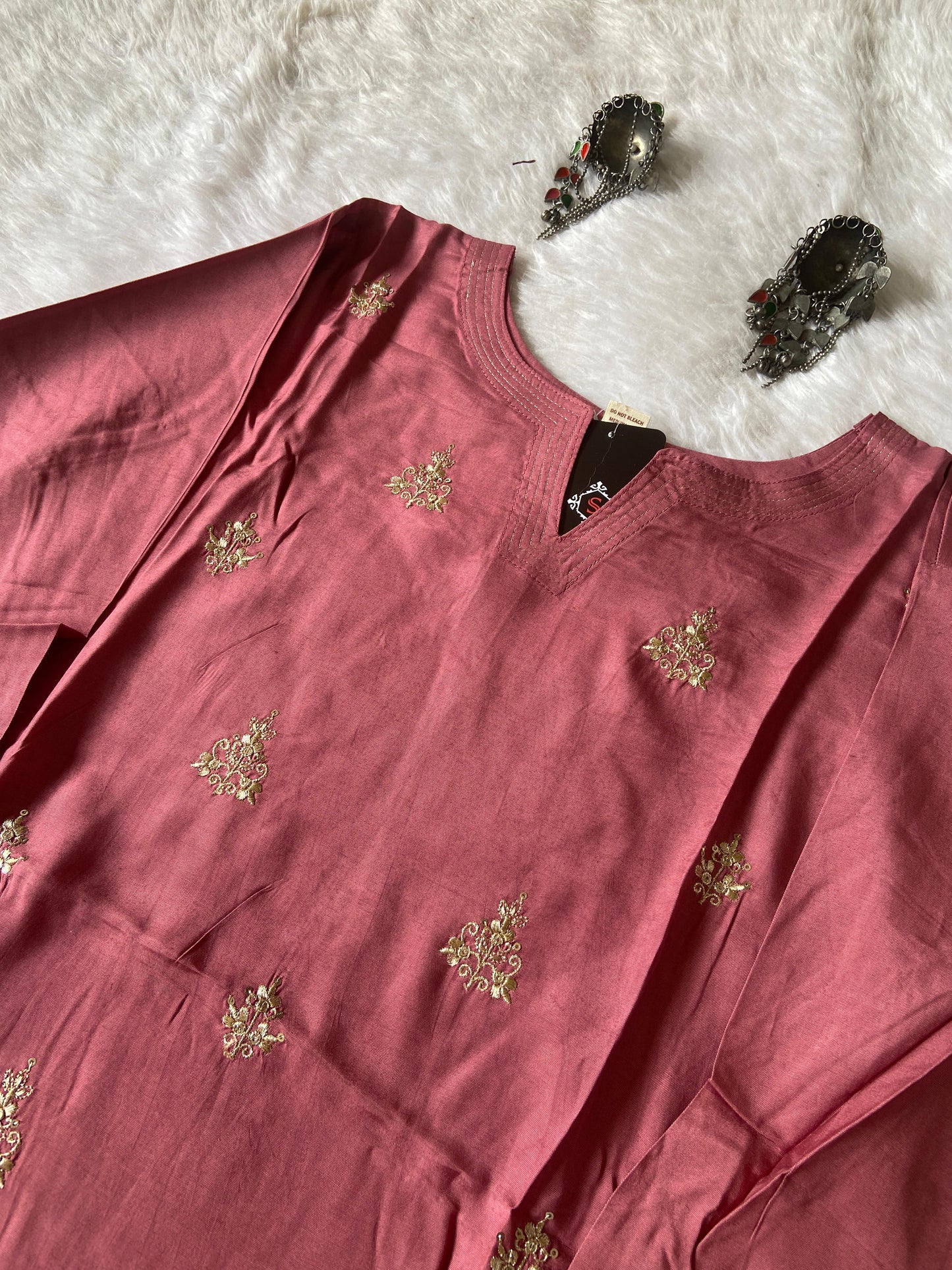 Golden Embroidery Work In Kurti, Silk StraightCut Kurti For Women