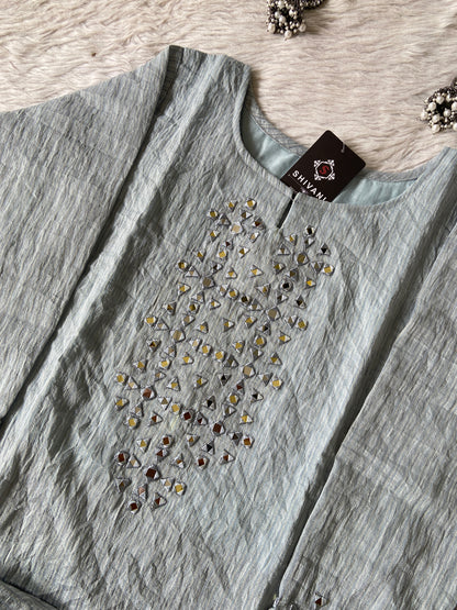 Mirror Work Aline Kurti And Palazzo. Aline Kurti Sets For Women Online India. Shop the Latest Festive Summer Collection at Shivani Designer Kurti.