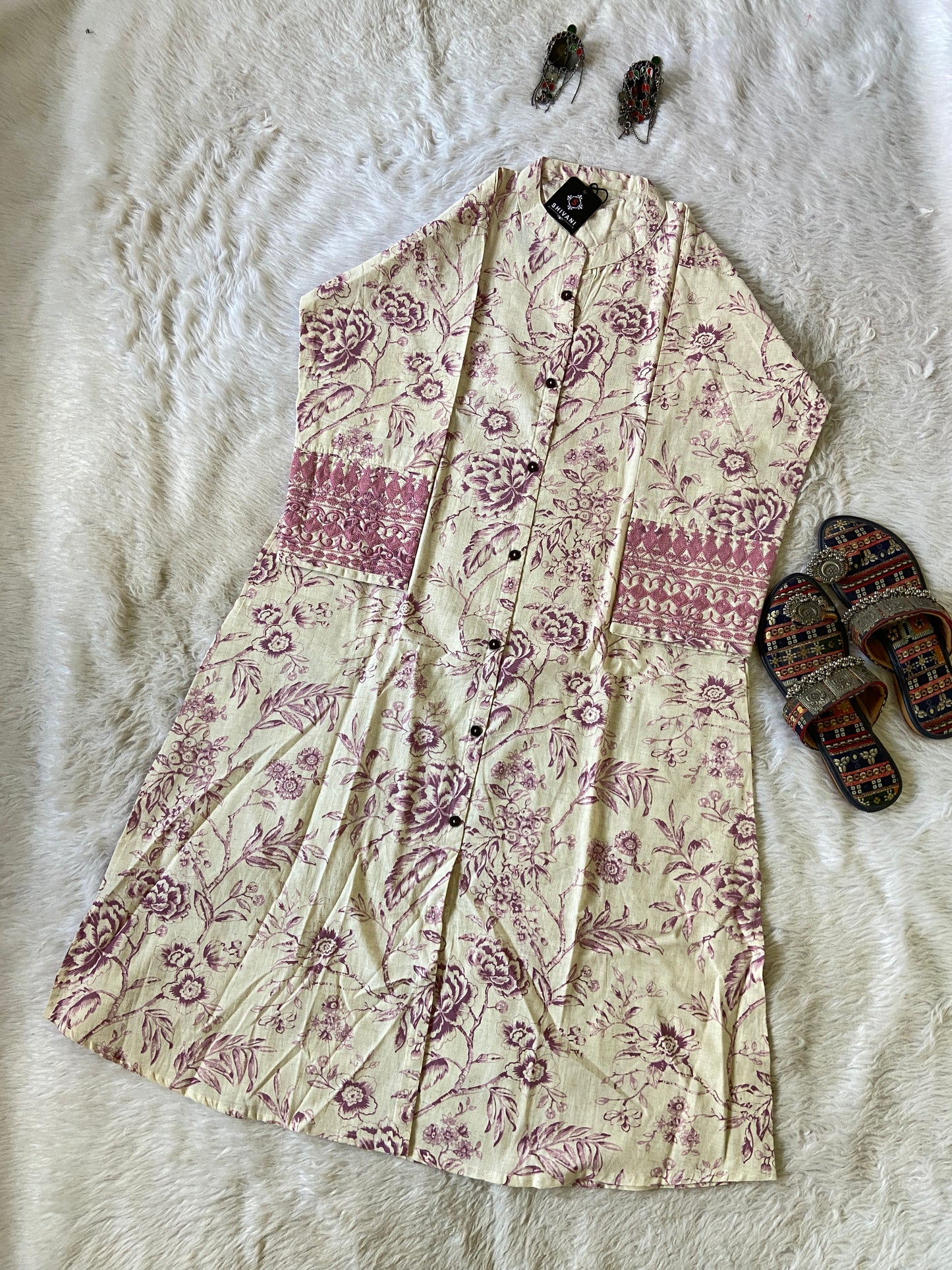 Cotton Aline Kurti With Sleeve Work, Cotton Aline Kurti For Women