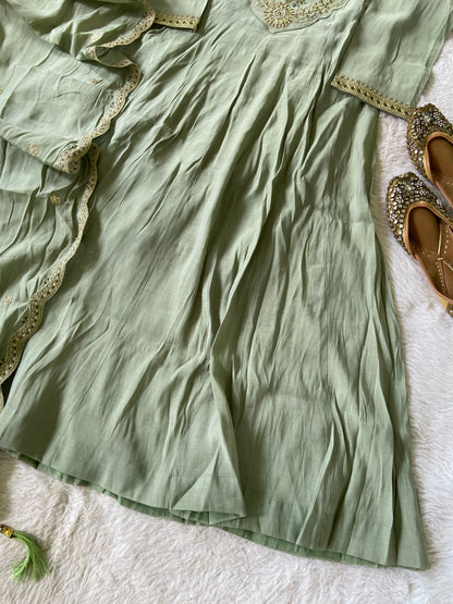 Embroidery Work Aline Kurti, Palazzo And Dupatta. Silk Suit Sets For Women Online India. Shop the Latest Festive Summer Collection at Shivani Designer Kurti.