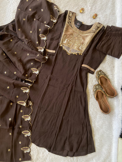 Premium Look Aline Kurti With Semi Palazzo And Dupatta. Silk Suit Sets For Women Online India. Shop the Latest Festive Summer Collection at Shivani Designer Kurti.