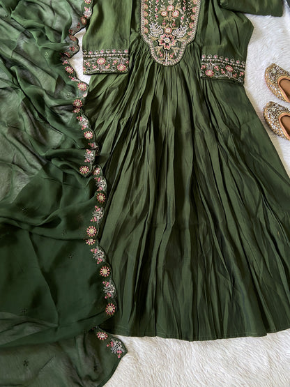 Silk Aline Kurtis With Palazzo And Dupatta. Silk Suit Sets For Women. Shop the Latest Festive Summer Collection at Shivani Designer Kurti.
