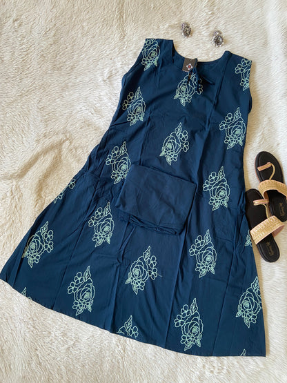 Embroidery Work Sleeveless Cotton Aline Kurti And Palazzo. Cotton Kurti Sets For Women Online India. Shop the Latest Festive Summer Collection at Shivani Designer Kurti.