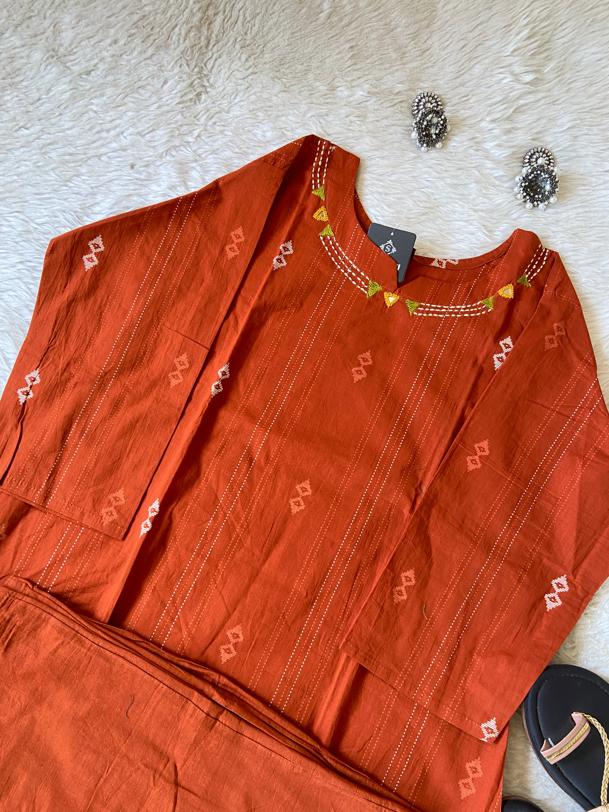 Mirror Work Cotton Aline Kurti And Palazzo. Cotton Kurti Sets For Women Online India. Shop the Latest Festive Summer Collection at Shivani Designer Kurti.