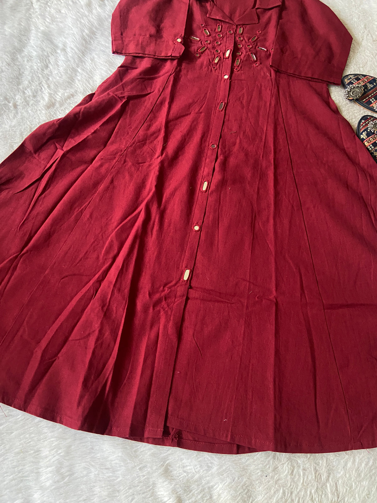 Mirror Work Cotton Midi, Cotton Aline Kurti With Mirror Work. Cotton Kurti For Women online India. Shop the Latest Festive Summer Collection at Shivani Designer Kurti.