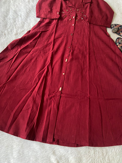 Mirror Work Cotton Midi, Cotton Aline Kurti With Mirror Work. Cotton Kurti For Women online India. Shop the Latest Festive Summer Collection at Shivani Designer Kurti.