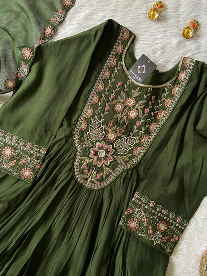 Silk Aline Kurtis With Palazzo And Dupatta. Silk Suit Sets For Women. Shop the Latest Festive Summer Collection at Shivani Designer Kurti.