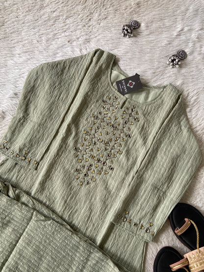 Mirror Work Aline Kurti And Palazzo. Aline Kurti Sets For Women Online India. Shop the Latest Festive Summer Collection at Shivani Designer Kurti.