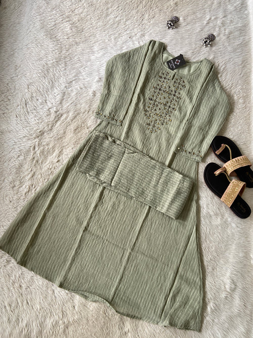 Mirror Work Aline Kurti And Palazzo. Aline Kurti Sets For Women Online India. Shop the Latest Festive Summer Collection at Shivani Designer Kurti.
