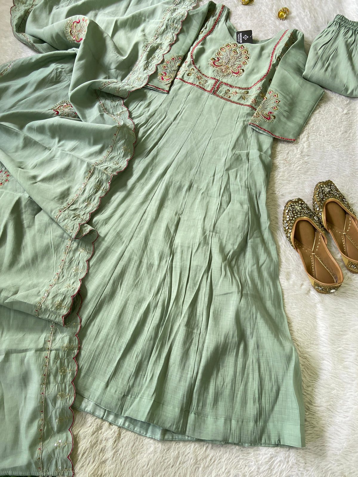 Silk Anarkali Kurti With Pant And Dupatta. Silk Suit Sets For Women Online India. Shop the Latest Festive Summer Collection at Shivani Designer Kurti.