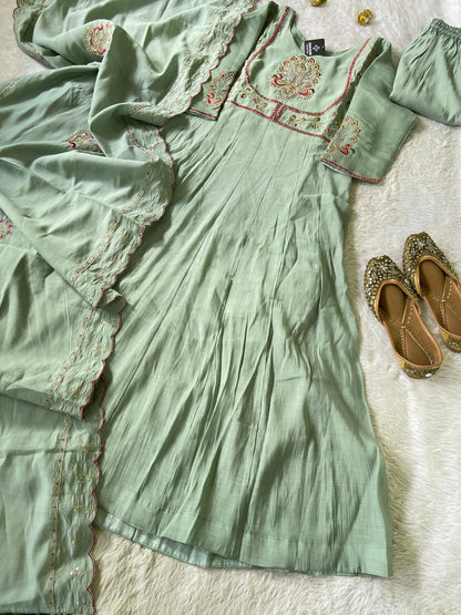 Silk Anarkali Kurti With Pant And Dupatta. Silk Suit Sets For Women Online India. Shop the Latest Festive Summer Collection at Shivani Designer Kurti.