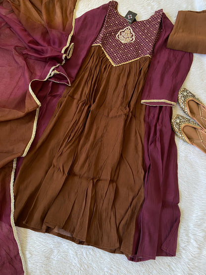 Designer Aline Kurti With Palazzo And Dupatta. Silk Suit Sets For Women Online India. Shop the Latest Festive Summer Collection at Shivani Designer Kurti.