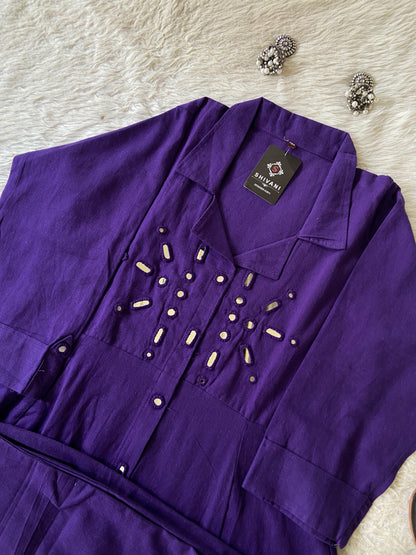 Mirror Work Aline Cotton Kurti And Palazzo (Gamthi Pair). Cotton Kurti Sets For Women Online India. Shop the Latest Festive Summer Collection at Shivani Designer Kurti.