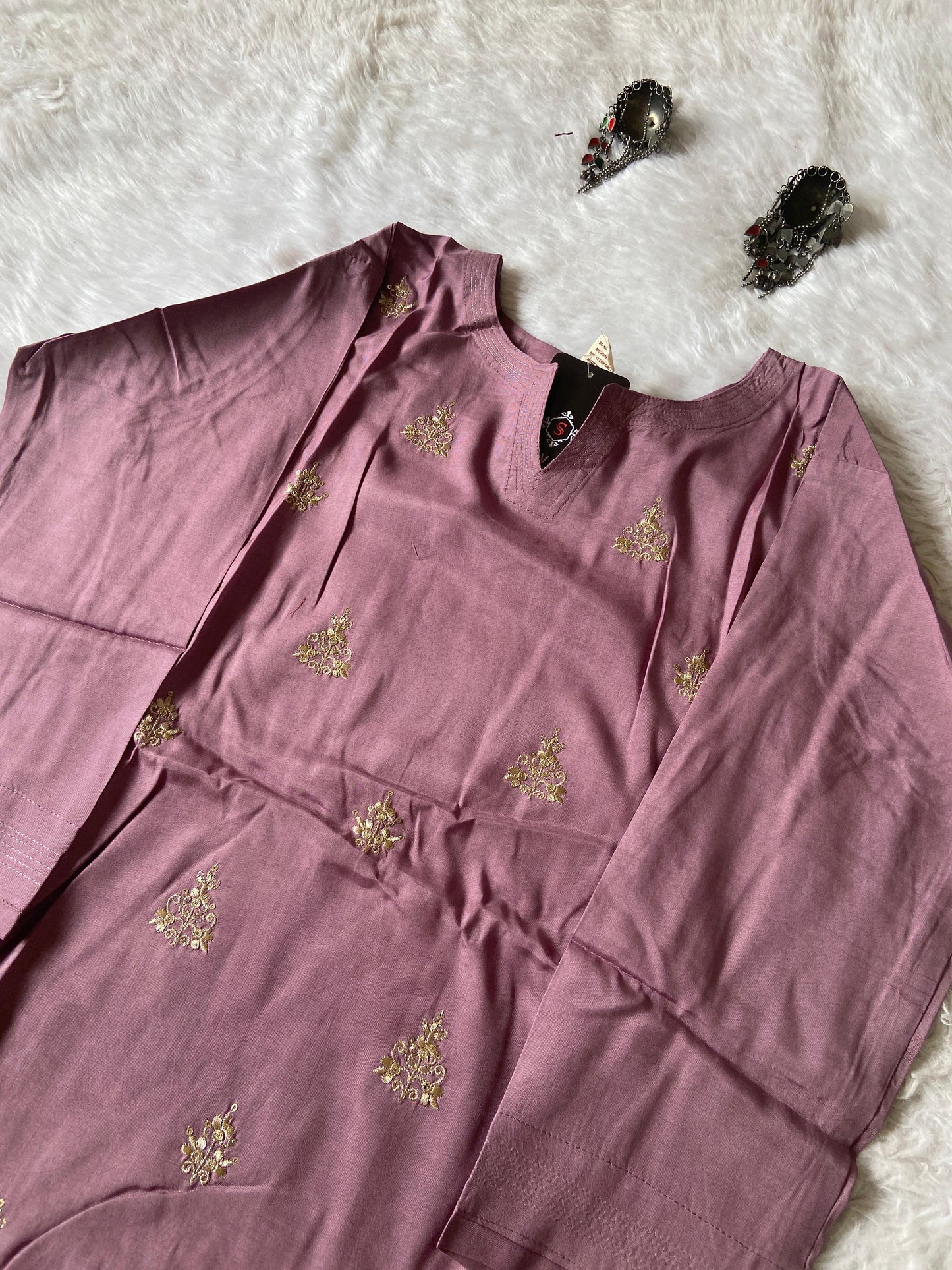 Golden Embroidery Work In Kurti, Silk StraightCut Kurti For Women