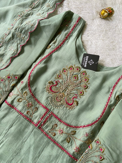 Silk Anarkali Kurti With Pant And Dupatta. Silk Suit Sets For Women Online India. Shop the Latest Festive Summer Collection at Shivani Designer Kurti.
