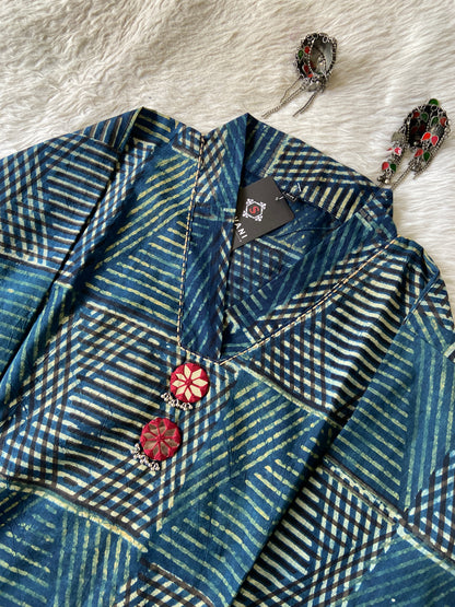 Cotton Midi, Cotton Aline Kurti With Mirror Work (Gamthi Kurti). Cotton Kurti For Women online India. Shop the Latest Festive Summer Collection at Shivani Designer Kurti.