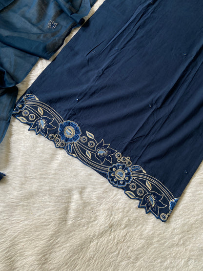 V-neck Style Embroidery Work Cotton Straight Kurtis With Palazzo And Dupatta.. Cotton Suit Sets For Women Online India. Shop the Latest Festive Summer Collection at Shivani Designer Kurti.