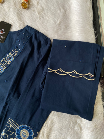 V-neck Style Embroidery Work Cotton Straight Kurtis With Palazzo And Dupatta.. Cotton Suit Sets For Women Online India. Shop the Latest Festive Summer Collection at Shivani Designer Kurti.
