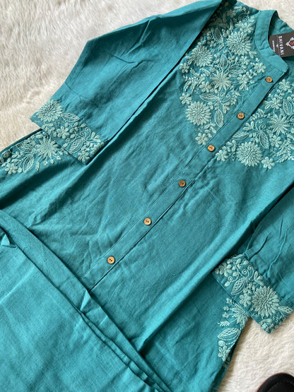 lakhnavi Aline Kurti With Palazzo. Cotton Kurti Sets For Women Online India. Shop the Latest Festive Summer Collection at Shivani Designer Kurti.