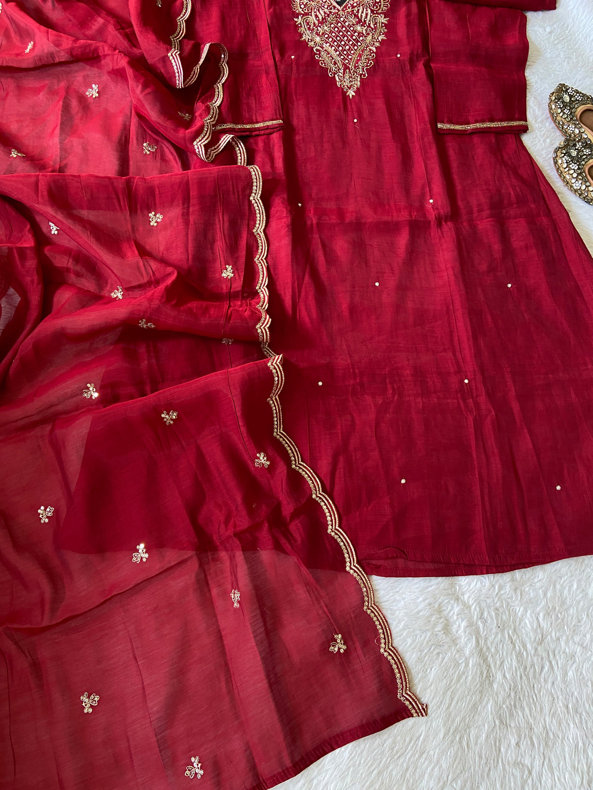 Handwork Aline Kurti With Palazzo And Dupatta. Silk Suit Sets For Women Online India. Shop the Latest Festive Summer Collection at Shivani Designer Kurti.