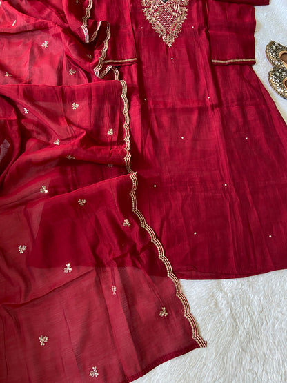 Handwork Aline Kurti With Palazzo And Dupatta. Silk Suit Sets For Women Online India. Shop the Latest Festive Summer Collection at Shivani Designer Kurti.