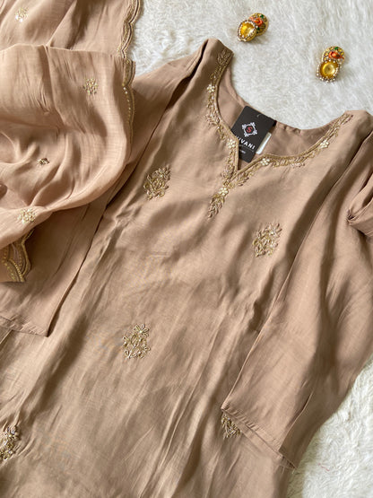 Handwork Aline Kurti With Palazzo And Dupatta. Silk Suit Sets For Women Online India. Shop the Latest Festive Summer Collection at Shivani Designer Kurti.